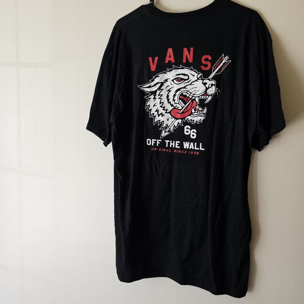 2017 Mens Large Vans Wolf Dog Arrow Black Graphic Tee